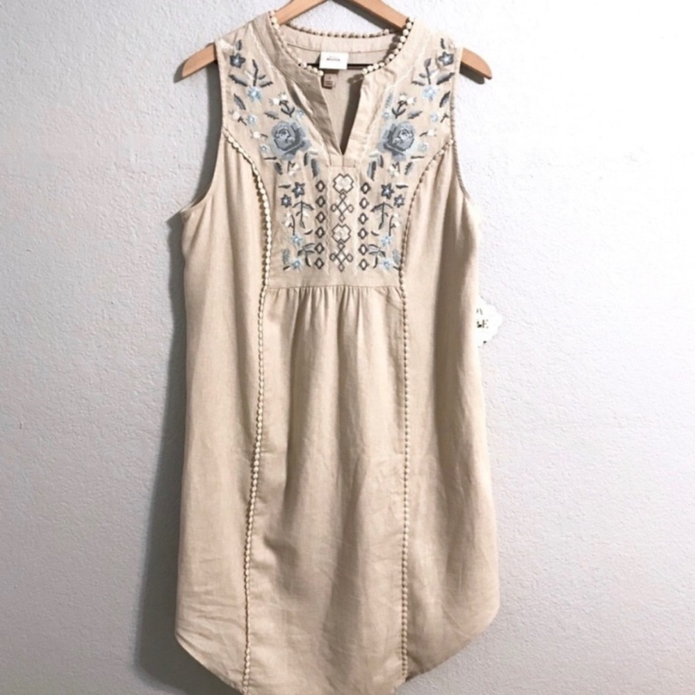 NWT Knox Rose tan linen floral tank dress XL